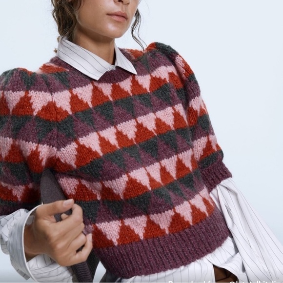 Zara Mohair Puff Sleeve Sweater Size S - Picture 1 of 9